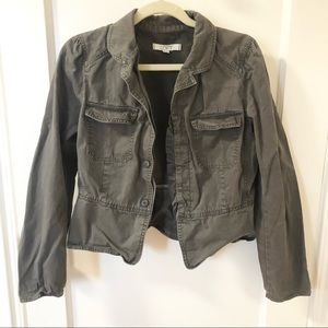 LOFT olive green/taupe jacket, light denim feel